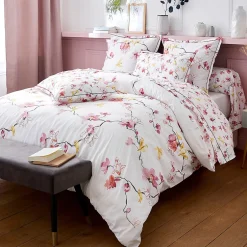 Linnea Parure de lit 240x220 cm percale coton ELISA Rose 3 pièces