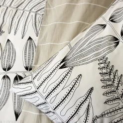 Linnea Parure de lit 260x240 cm pur coton ALIX motif végétation blanc et noir 3 pièces New
