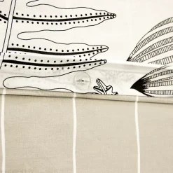 Linnea Parure de lit 260x240 cm pur coton ALIX motif végétation blanc et noir 3 pièces New
