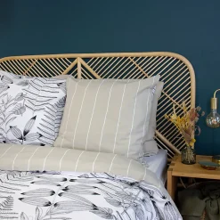 Linnea Parure de lit 260x240 cm pur coton ALIX motif végétation blanc et noir 3 pièces New