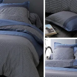 Linnea Parure de lit 280x240 cm satin de coton ENZO bleu