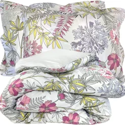 Linnea Parure de lit 140x200 cm satin de coton ANAÏS multicolore 2 pièces taies 50x70 cm