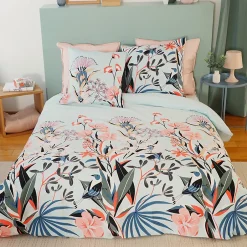 Linnea Parure de lit 260x240 cm Satin de coton PAYA Bleu 3 pièces