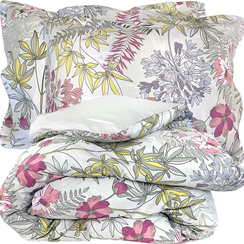 Linnea Parure de lit 200x200 cm satin de coton ANAÏS multicolore 3 pièces taies 50x70 cm