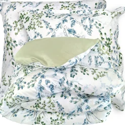 Linnea Parure de lit 300x240 cm satin de coton ANGÈLE vert tilleul 3 pièces