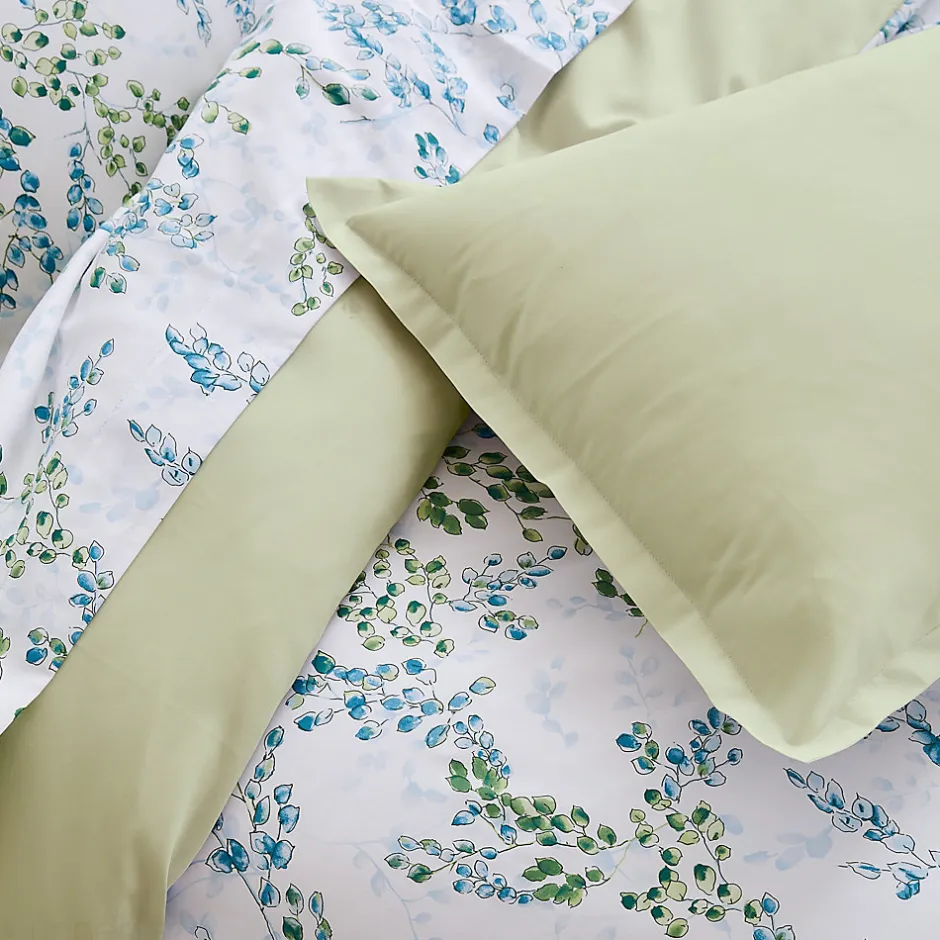 Linnea Parure de lit 140x200 cm satin de coton ANGÈLE vert tilleul 2 pièces