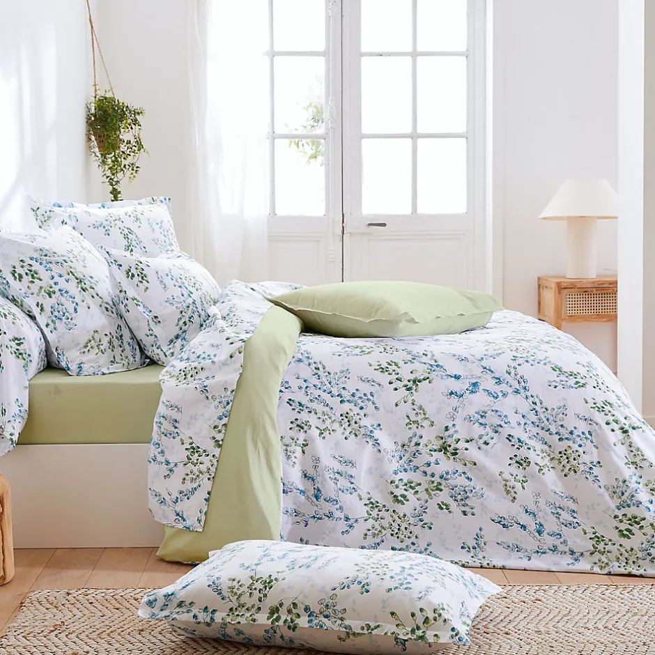 Linnea Parure de lit 300x240 cm satin de coton ANGÈLE vert tilleul 3 pièces taies 50x70 cm Discount