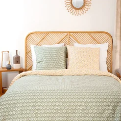 Linnea Parure de lit 240x220 cm Satin de coton ORIENT Vert 3 pièces