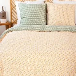 Linnea Parure de lit 240x220 cm Satin de coton ORIENT Vert 3 pièces