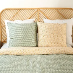 Linnea Parure de lit 240x220 cm Satin de coton ORIENT Vert 3 pièces