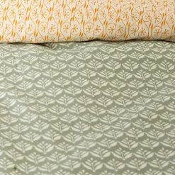 Linnea Parure de lit 240x220 cm Satin de coton ORIENT Vert 3 pièces