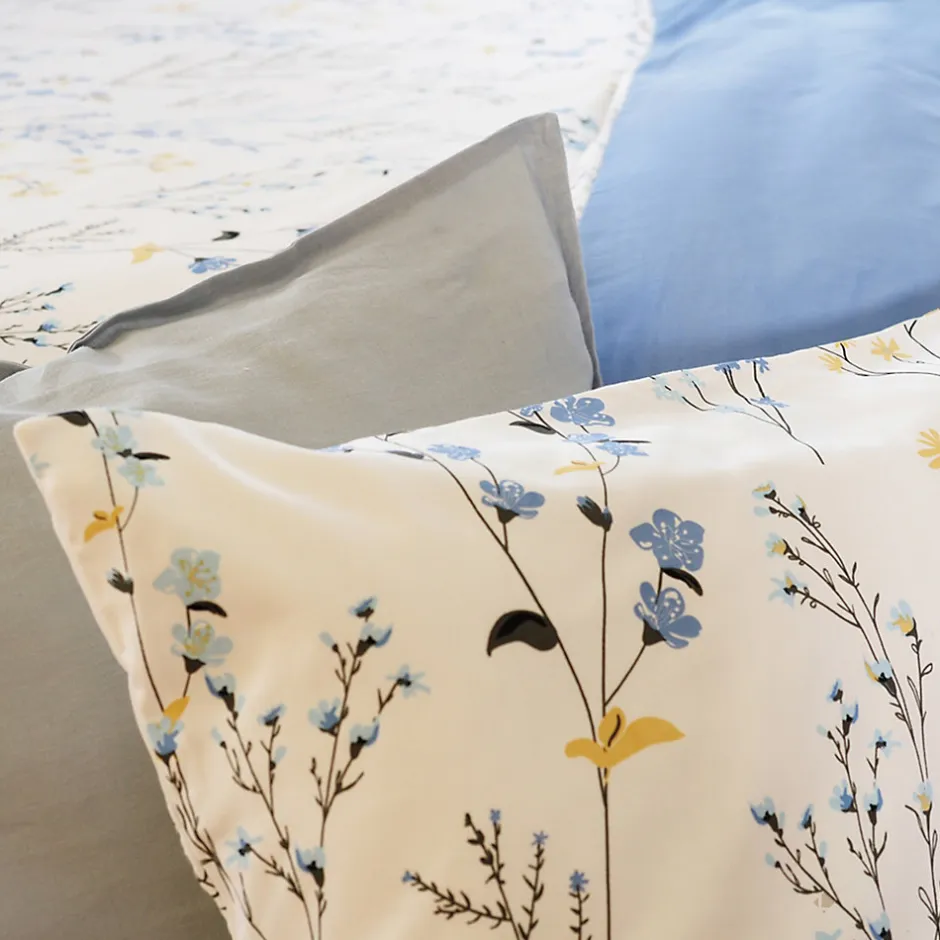 Linnea Parure de lit 240x220 cm Satin de coton FANILLE Blanc 3 pièces