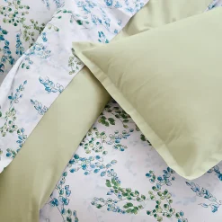 Linnea Parure de lit 240x220 cm satin de coton ANGÈLE vert tilleul 3 pièces New