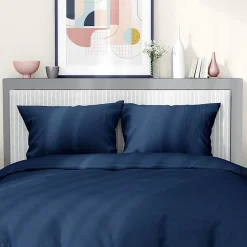 Linnea Parure de lit 240x220 cm satin de coton SAPRI bleu indigo 3 pièces