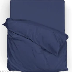 Linnea Parure de lit 240x220 cm satin de coton SAPRI bleu indigo 3 pièces