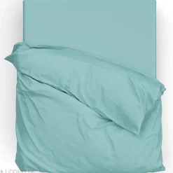 Linnea Parure de lit 240x220 cm satin de coton SAPRI vert céladon 3 pièces Clearance