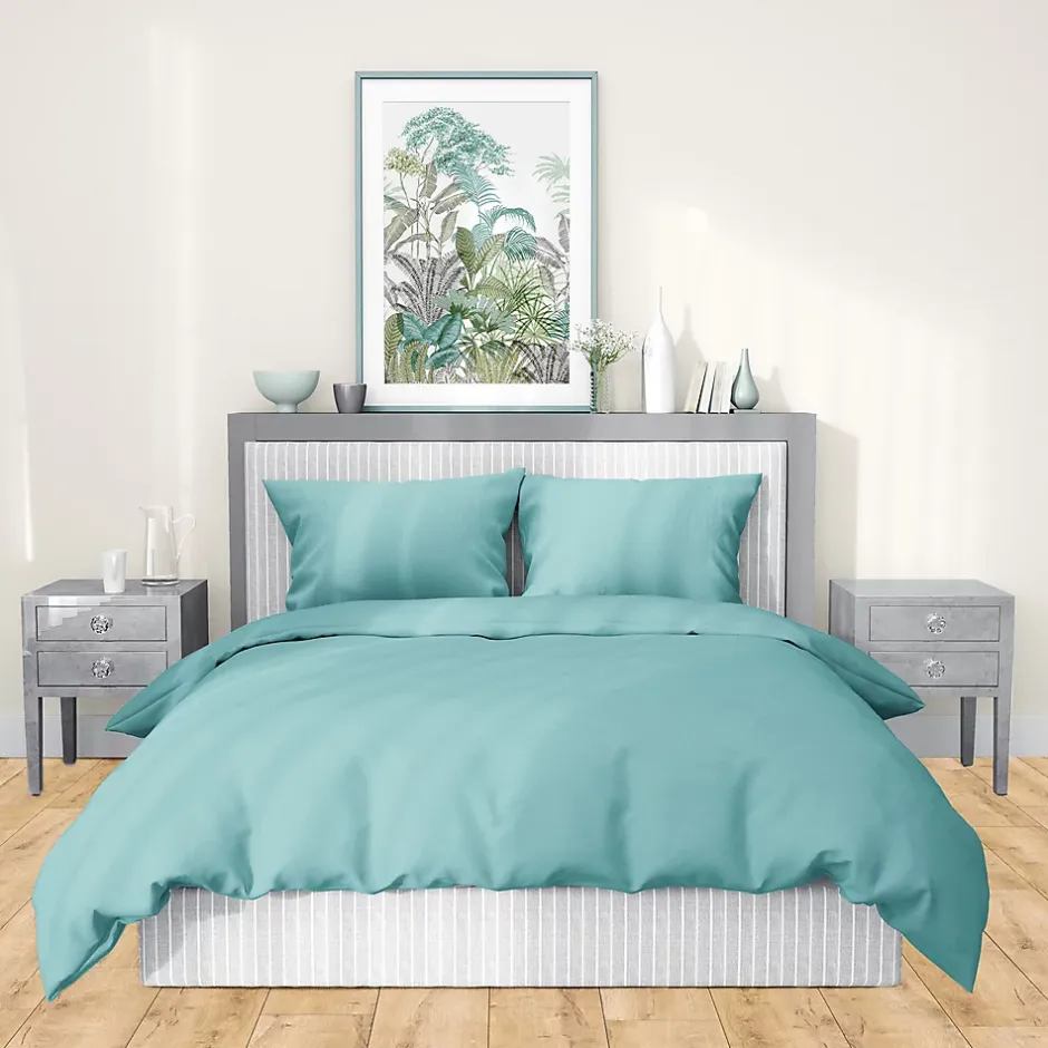 Linnea Parure de lit 240x220 cm satin de coton SAPRI vert céladon 3 pièces Clearance