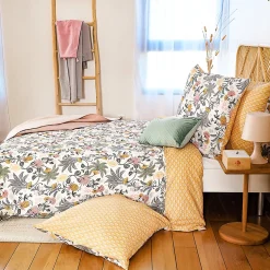 Linnea Parure de lit 240x220 cm Satin de coton WAYAN Vert 3 pièces