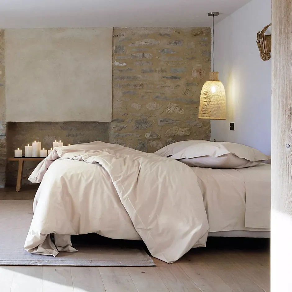 Linnea Parure de lit 280x240 cm set 65x65 cm percale MANOIR beige Lin