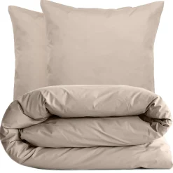 Linnea Parure de lit 280x240 cm set 65x65 cm percale MANOIR beige Lin