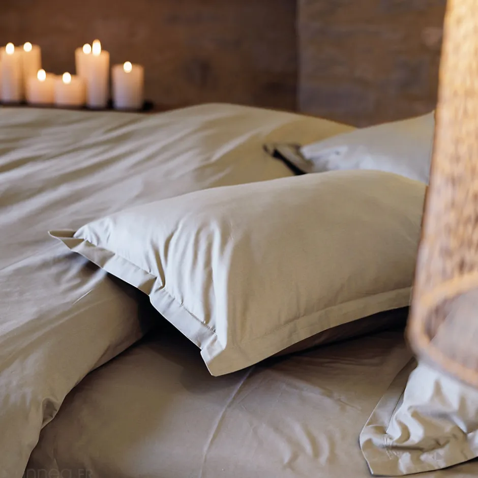 Linnea Parure de lit 280x240 cm set 65x65 cm percale MANOIR beige Lin
