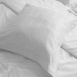 Linnea Parure de lit 280x240 cm set 65x65 satin CONCERTO carreaux blanc Neige