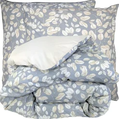 Linnea Parure de lit 140x200 cm taie 65x65 cm percale de coton LISON Gris 2 pièces
