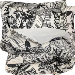 Linnea Parure de lit 140x200 cm taie 50x70 cm percale de coton ALBA beige/noir 2 pièces Discount