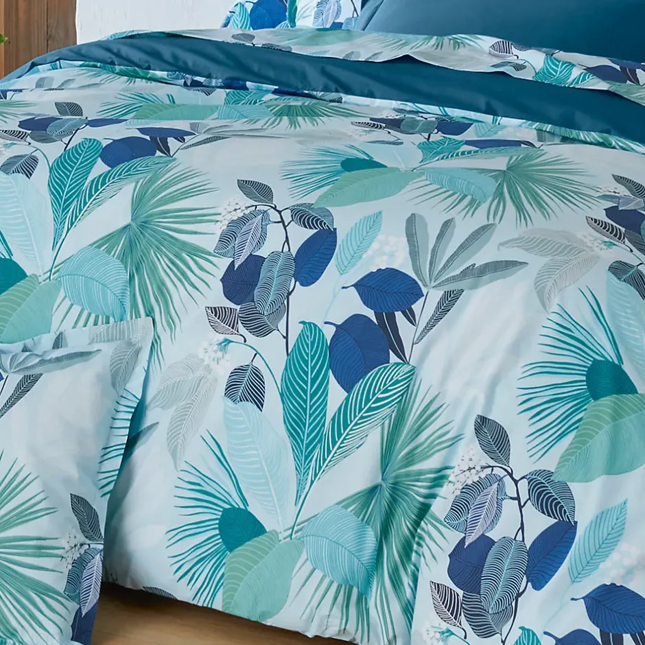 Linnea Parure de lit 140x200 cm taie 65x65 cm percale de coton MOOREA PACIFIC bleu/vert 2 pièces Online
