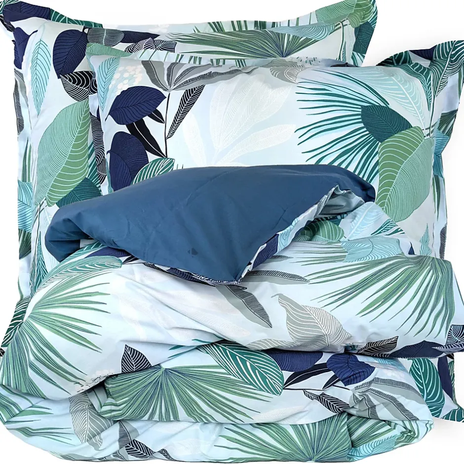 Linnea Parure de lit 140x200 cm taie 65x65 cm percale de coton MOOREA PACIFIC bleu/vert 2 pièces Online
