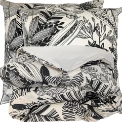 Linnea Parure de lit 140x200 cm taie 65x65 cm percale de coton ALBA beige/noir 2 pièces