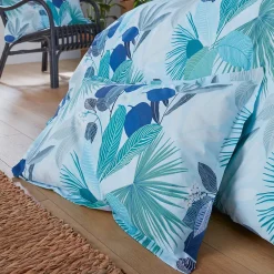 Linnea Parure de lit 260x240 cm taies 50x70 cm percale de coton MOOREA PACIFIC bleu/vert 3 pièces Outlet