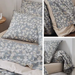 Linnea Parure de lit 300x240 cm taies 65x65 cm percale de coton LISON Gris 3 pièces Best