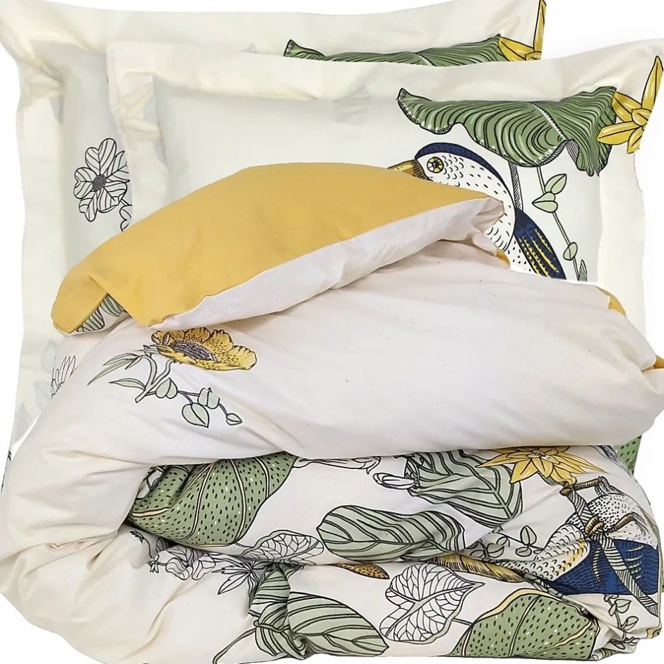 Linnea Parure de lit 240x220 cm 65x65 cm coton TOCO vert 3 pièces Hot