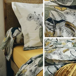 Linnea Parure de lit 140x200 cm 65x65 cm coton TOCO vert 2 pièces Hot