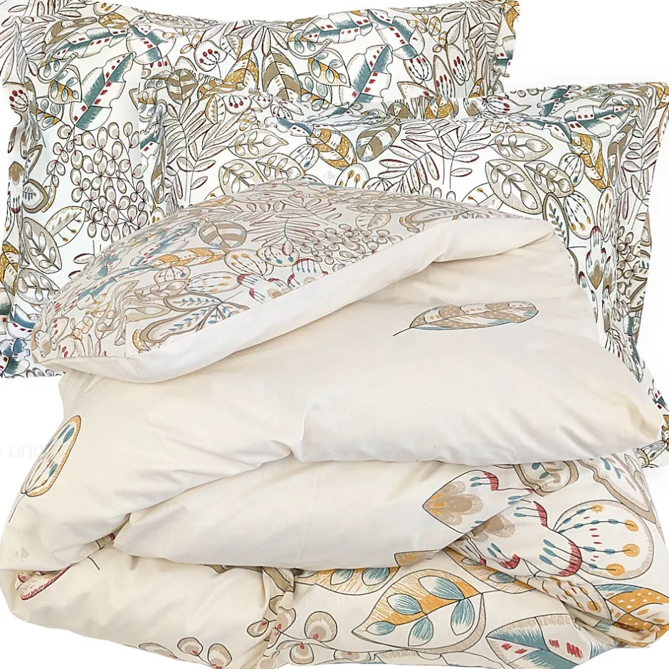 Linnea Parure de lit 200x200 cm 50x70 cm coton OKY écru Naturel 3 pièces