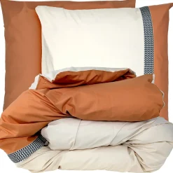 Linnea Parure de lit 300x240 cm 65x65 cm percale MACASSAR Cognac 3 pièces