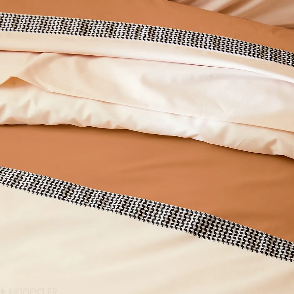 Linnea Parure de lit 140x200 cm 65x65 cm percale MACASSAR Cognac 2 pièces