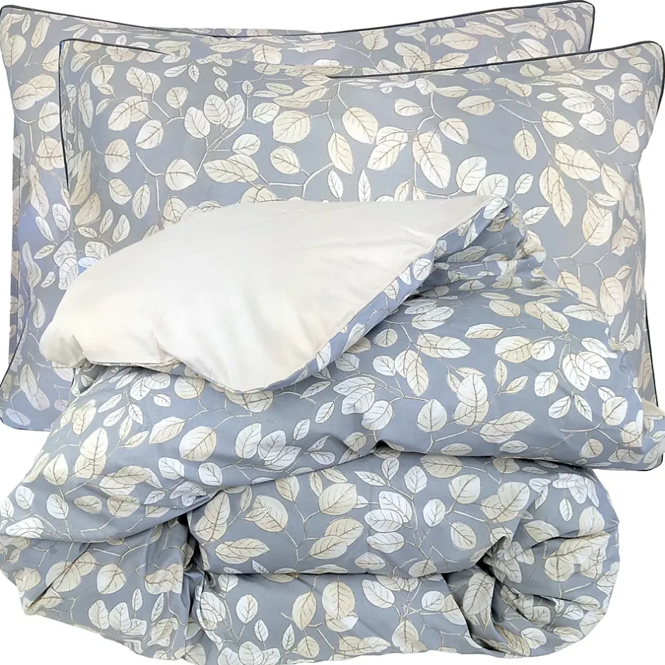 Linnea Parure de lit 280x240 cm 50x70 cm percale de coton LISON Gris 3 pièces Hot
