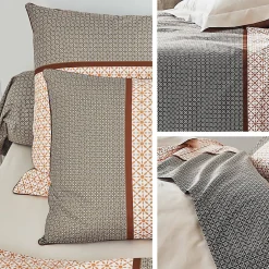 Linnea Parure de lit 300x240 cm 50x70 cm percale GABIN marron Epice 3 pièces