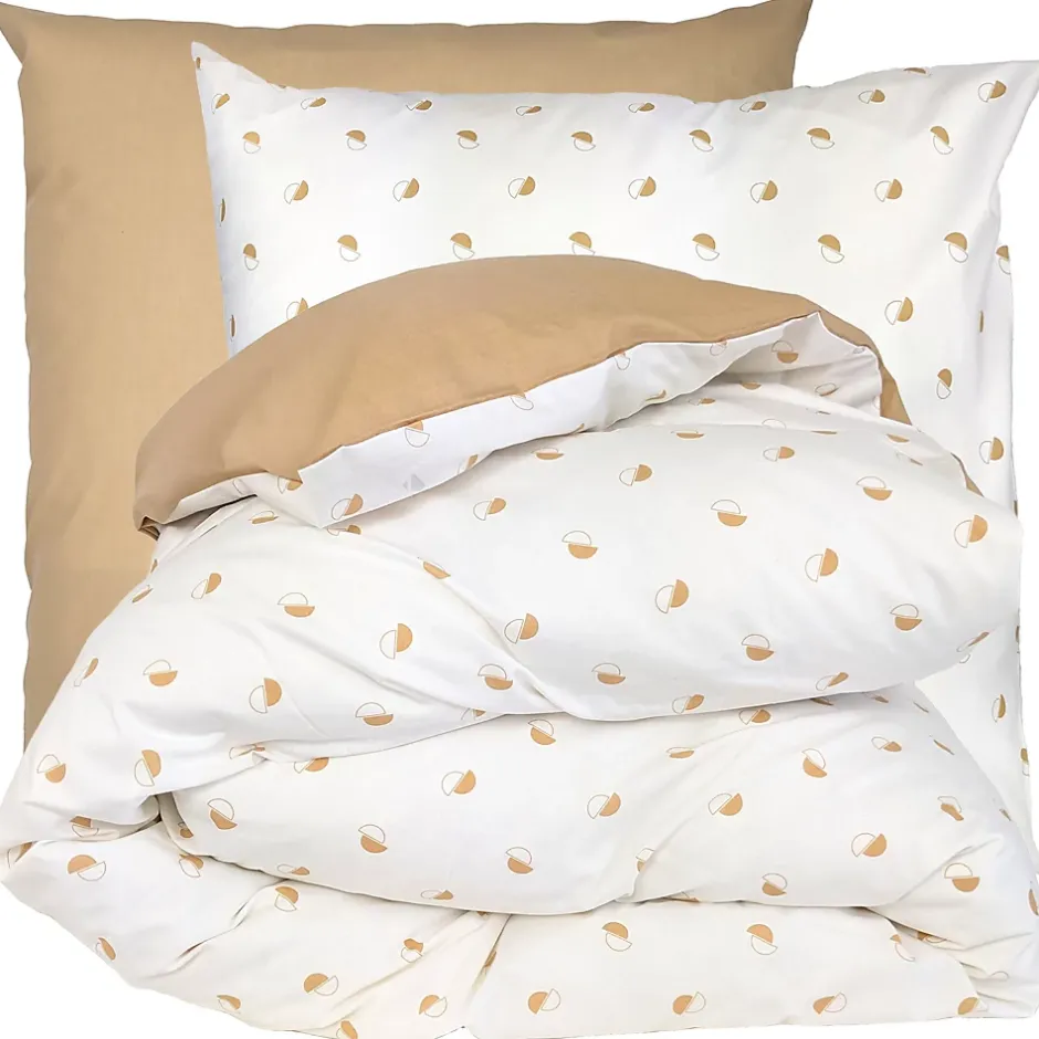 Linnea Parure de lit 300x240 cm 65x65 cm percale de coton ALEX marron Moka 3 pièces Best