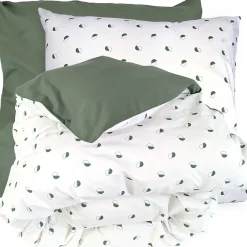 Linnea Parure de lit 260x240 cm 65x65 cm percale coton ALEX vert Kaki 3 pièces New