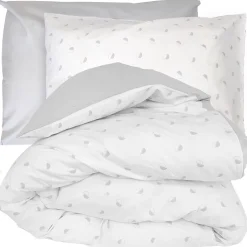 Linnea Parure de lit 260x240 cm 50x70 cm percale ALEX gris Nuage 3 pièces New