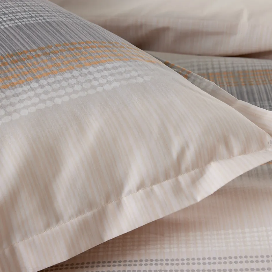 Linnea Parure de lit 260x240 cm 50x70 cm percale ESTEBAN beige 3 pièces