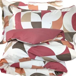 Linnea Parure de lit 140x200 cm 50x70 cm percale MODULO acajou 2 pièces Discount