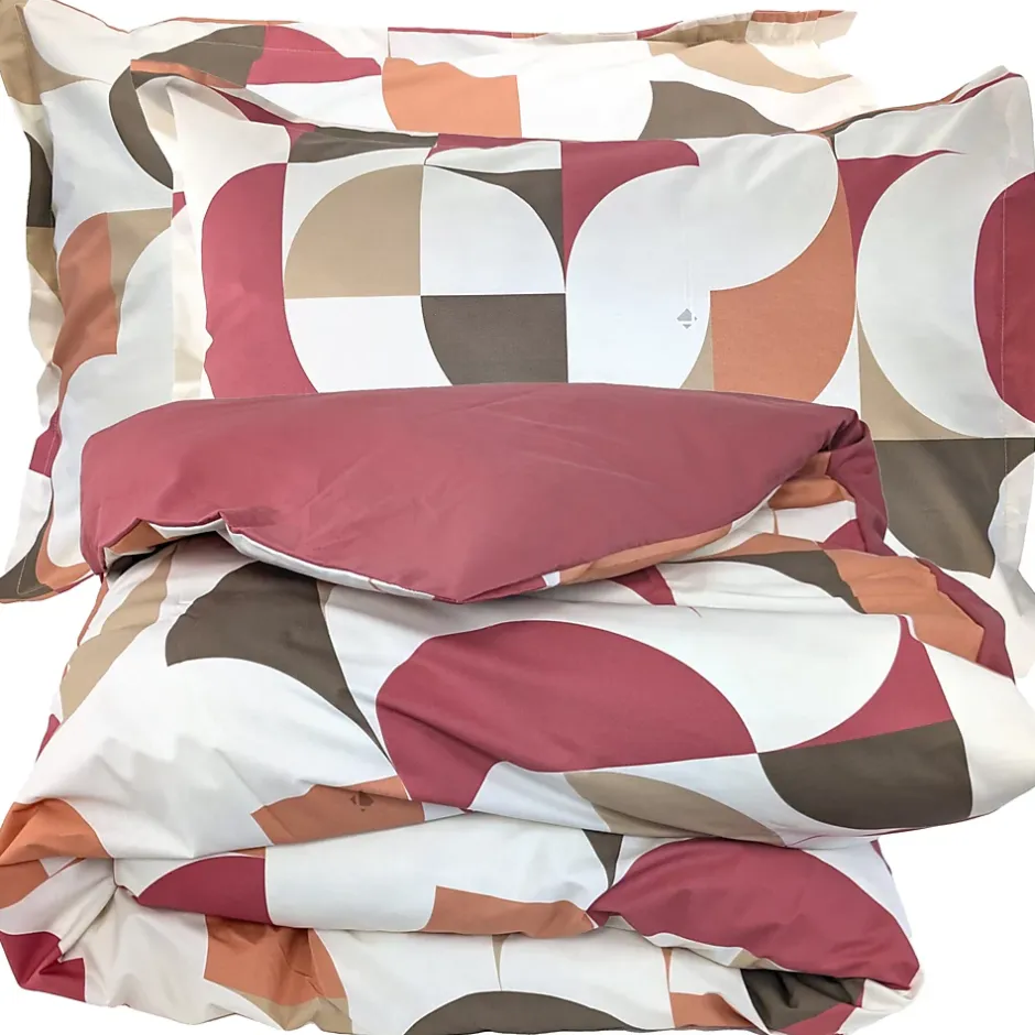 Linnea Parure de lit 140x200 cm 50x70 cm percale MODULO acajou 2 pièces Discount