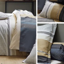 Linnea Parure de lit 240x220 cm 65x65 cm percale coton MARLOW acier Hot