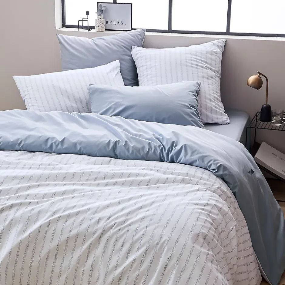 Linnea Parure de lit 260x240 cm 50x70 cm percale GABY bleu Baltique 3 pièces Best