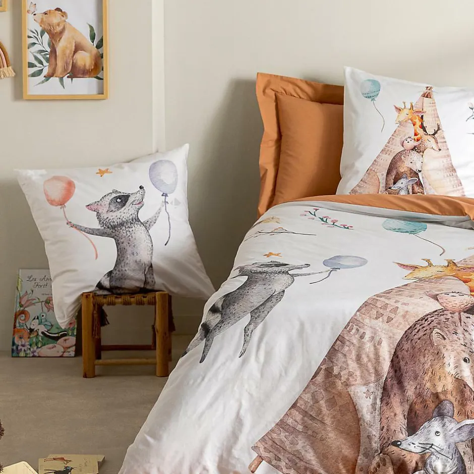 Linnea Parure de lit 200x200 cm 65x65 cm percale de coton TIPI blanc 3 pièces Sale