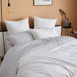 Linnea Parure de lit 200x200 cm 65x65 cm percale de coton ALEX gris Nuage 3 pièces New